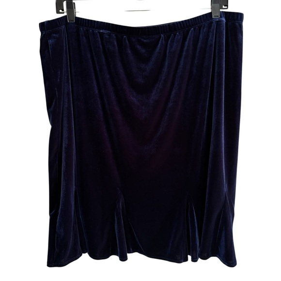 Susan Graver Stretch Velvet Skirt A-Line Pleated Knee Length Office Casual 2X - Picture 5 of 10